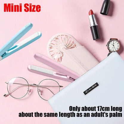Mini Flat Iron - Dual Purpose Hair Straightener & Ceramic Curling Wand with Heat Protection - ZOOMNSTORE