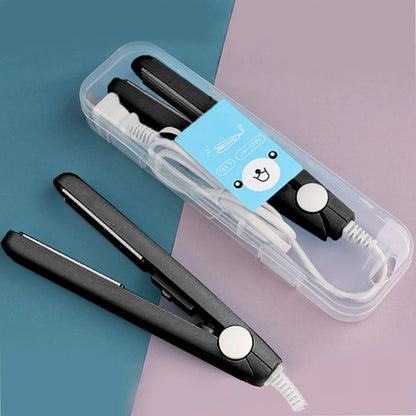Mini Flat Iron - Dual Purpose Hair Straightener & Ceramic Curling Wand with Heat Protection - ZOOMNSTORE