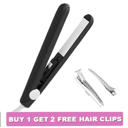 Mini Flat Iron - Dual Purpose Hair Straightener & Ceramic Curling Wand with Heat Protection - ZOOMNSTORE