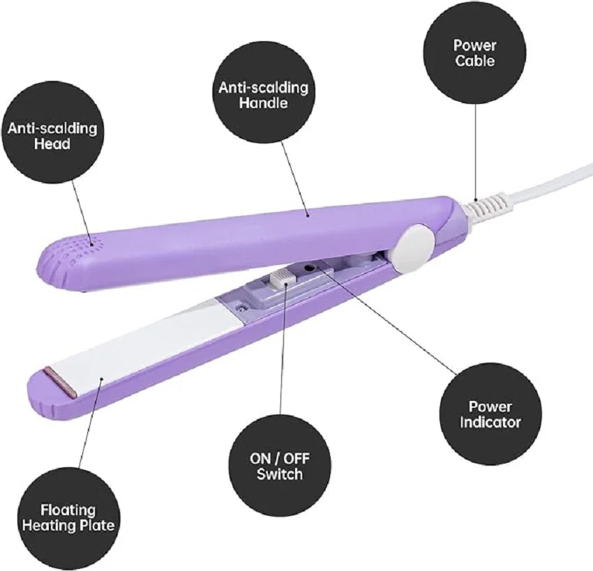 Mini Flat Iron - Travel Hair Straightener | Portable Ceramic Tourmaline Iron - ZOOMNSTORE