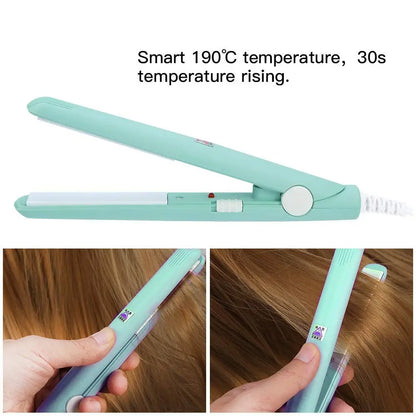 Mini Flat Iron - Travel Hair Straightener | Portable Ceramic Tourmaline Iron - ZOOMNSTORE