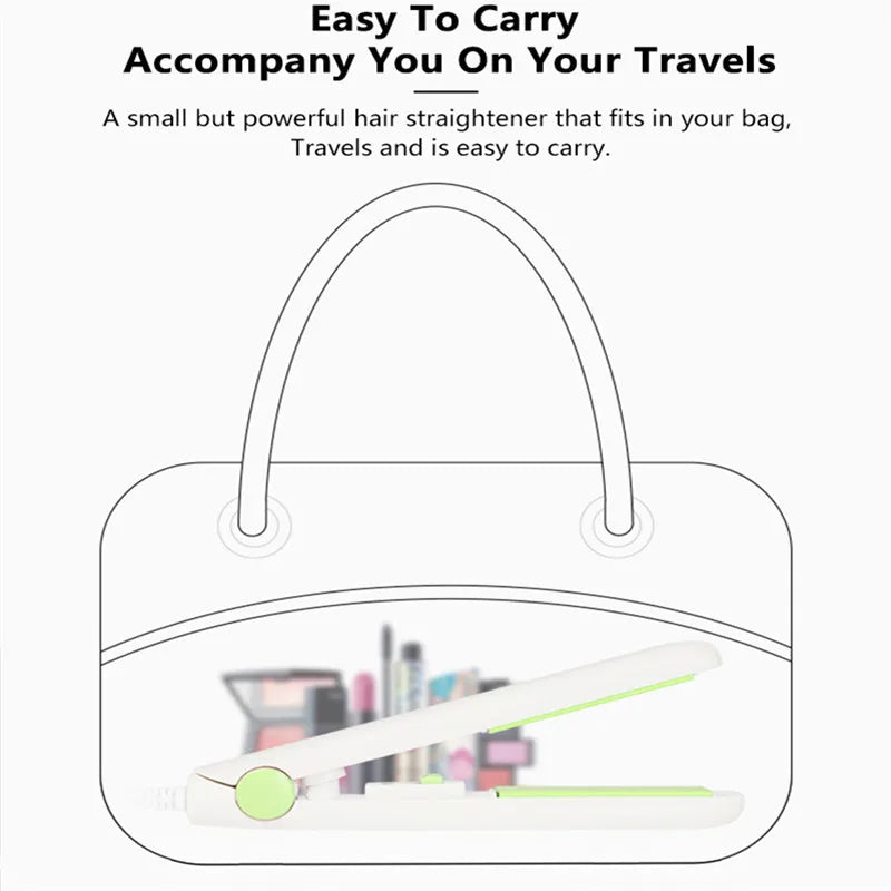 Mini Flat Iron - Travel Hair Straightener | Portable Ceramic Tourmaline Iron - ZOOMNSTORE