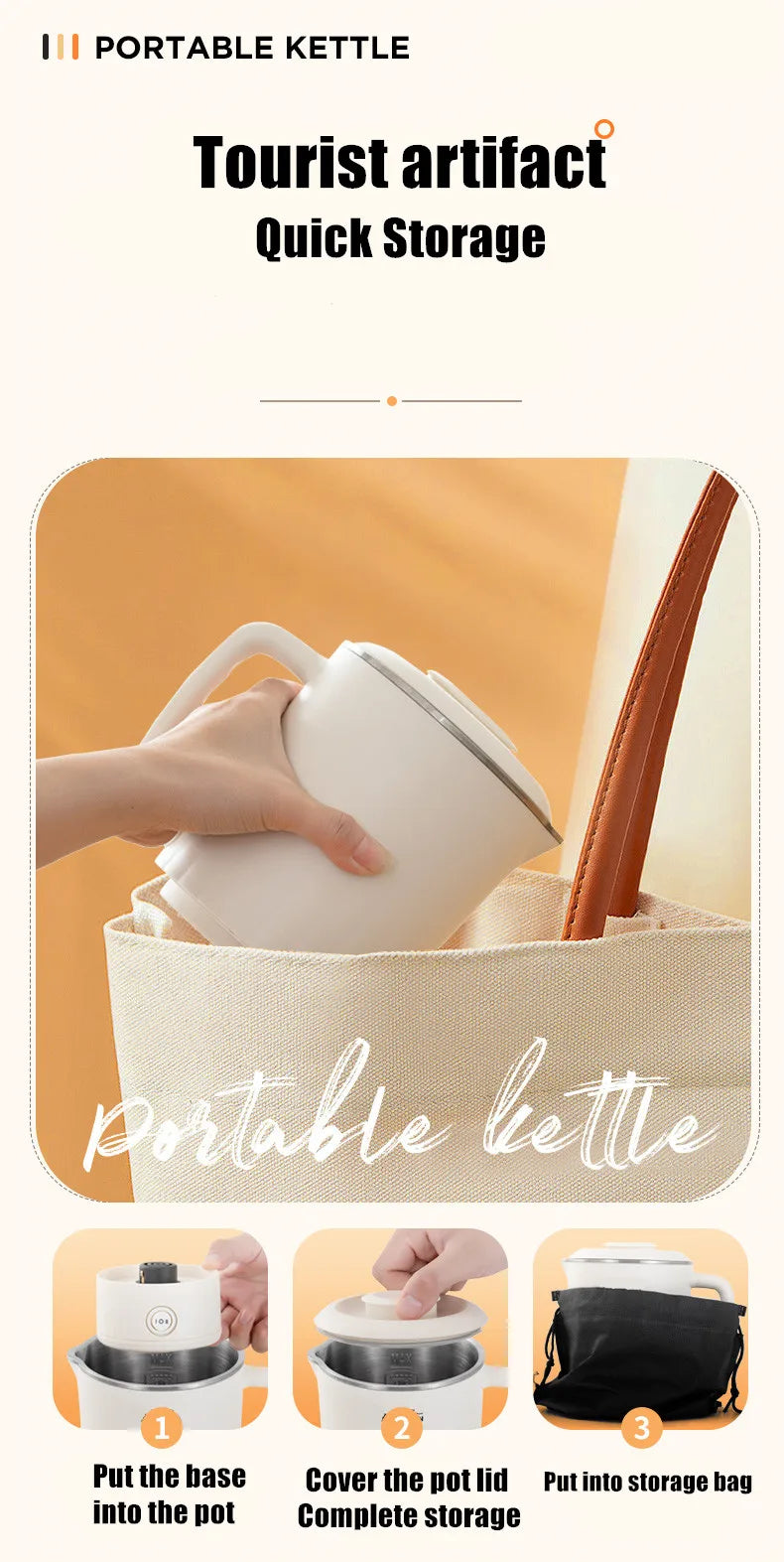 Mini Folding Kettle - Portable Electric Kettle 0.6L | Fast Heating, Auto Shut Off - ZOOMNSTORE