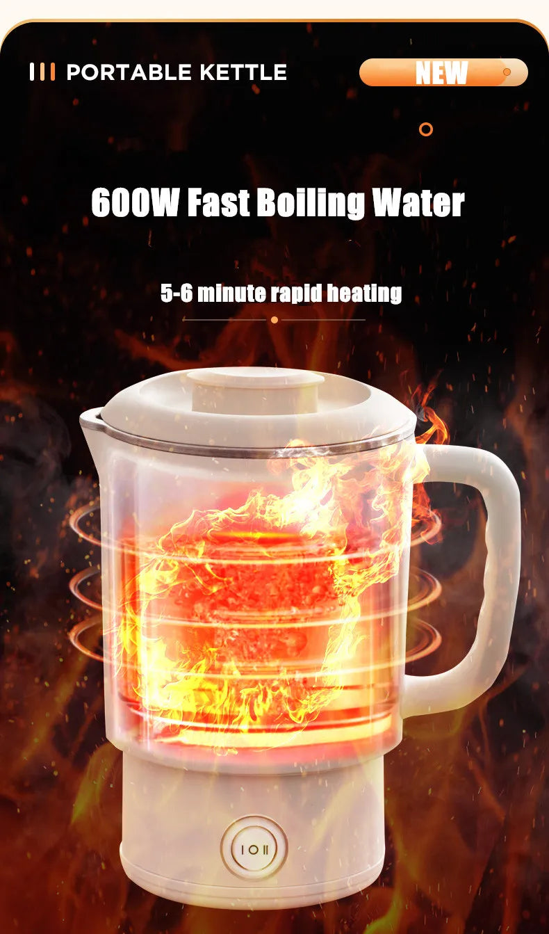Mini Folding Kettle - Portable Electric Kettle 0.6L | Fast Heating, Auto Shut Off - ZOOMNSTORE