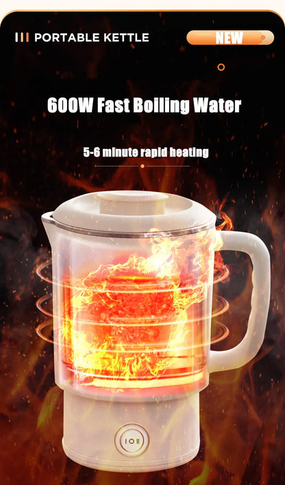 Mini Folding Kettle - Portable Electric Kettle 0.6L | Fast Heating, Auto Shut Off - ZOOMNSTORE