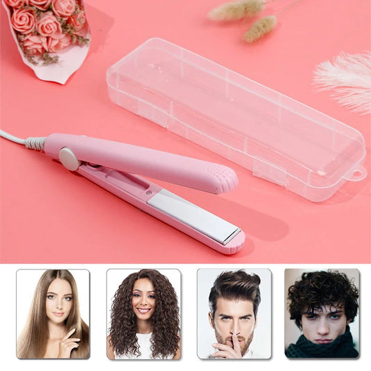 Mini Hair Straightener – 2 in 1 Ceramic Flat Iron & Portable Hair Curler - ZOOMNSTORE