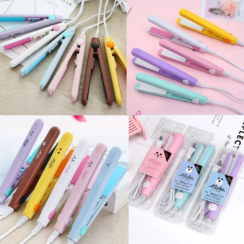 Mini Hair Straightener – 2 in 1 Ceramic Flat Iron & Portable Hair Curler - ZOOMNSTORE