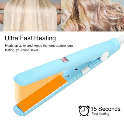 Mini Hair Straightener – 2 in 1 Ceramic Flat Iron & Portable Hair Curler - ZOOMNSTORE