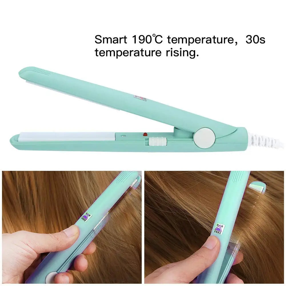 Mini Hair Straightener – 2 in 1 Ceramic Flat Iron & Portable Hair Curler - ZOOMNSTORE