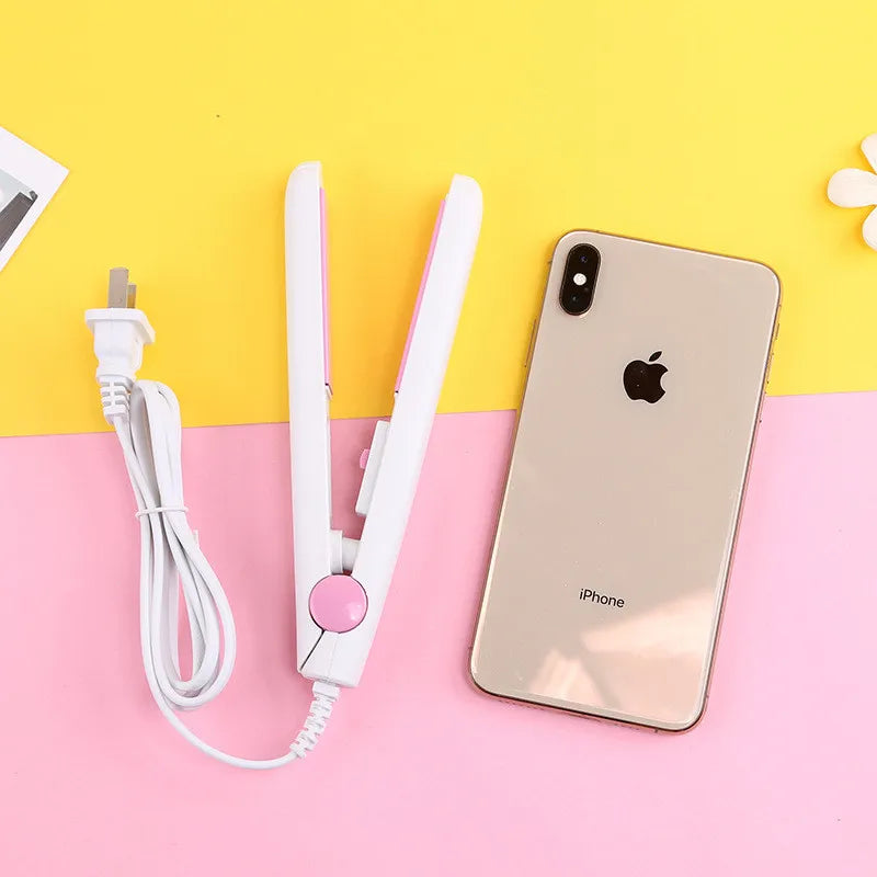 Mini Hair Straightener – 2 in 1 Ceramic Flat Iron & Portable Hair Curler - ZOOMNSTORE