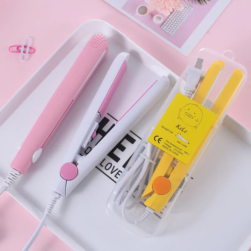 Mini Hair Straightener – 2 in 1 Ceramic Flat Iron & Portable Hair Curler - ZOOMNSTORE