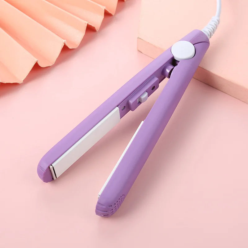 Mini Hair Straightener – 2 in 1 Ceramic Flat Iron & Portable Hair Curler - ZOOMNSTORE