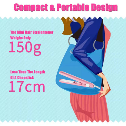 Mini Hair Straightener - Ceramic Flat Iron | Portable Travel Size Hair Iron - ZOOMNSTORE