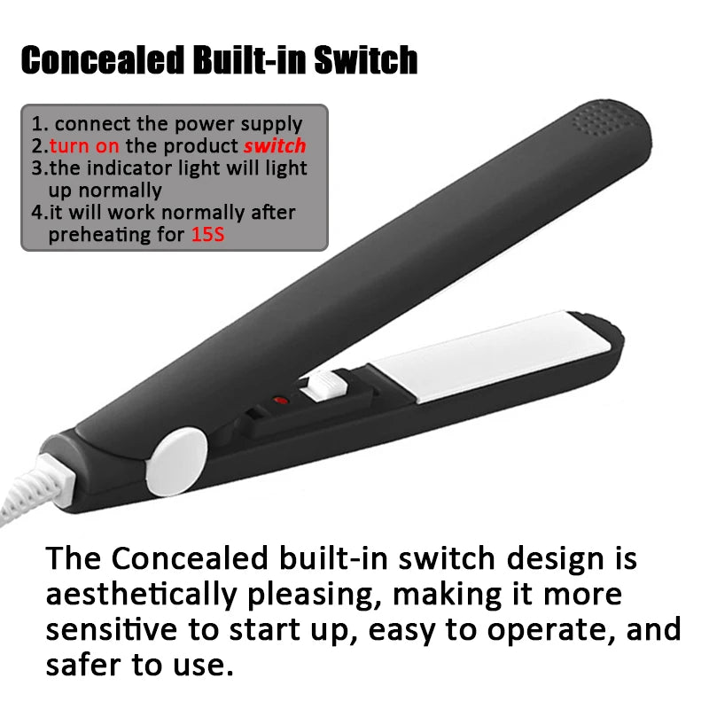 Mini Hair Straightener - Ceramic Flat Iron | Portable Travel Size Hair Iron - ZOOMNSTORE