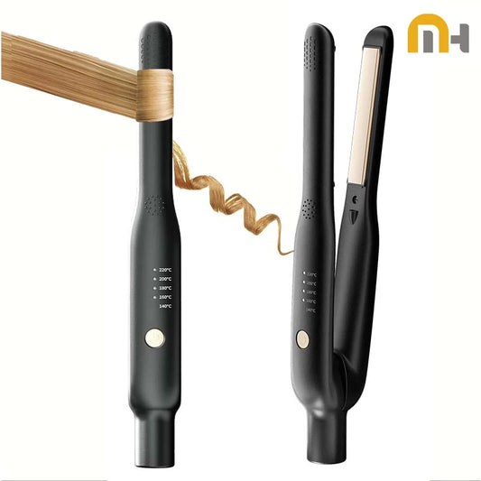 Mini Hair Straightener - Portable Flat Iron with Ceramic Curler & Adjustable Temperature - ZOOMNSTORE