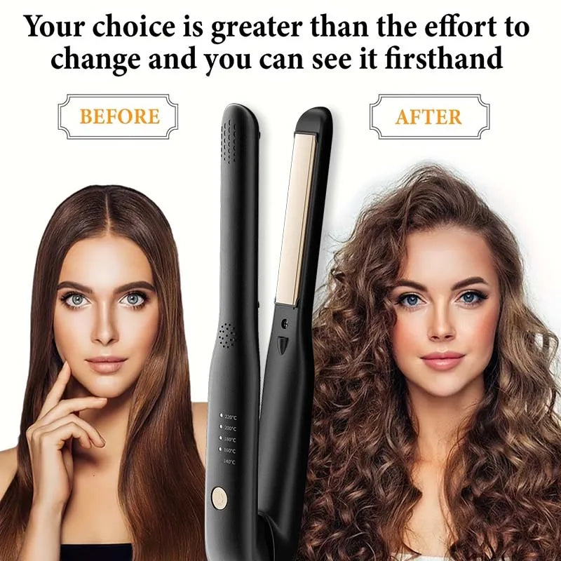 Mini Hair Straightener - Portable Flat Iron with Ceramic Curler & Adjustable Temperature - ZOOMNSTORE