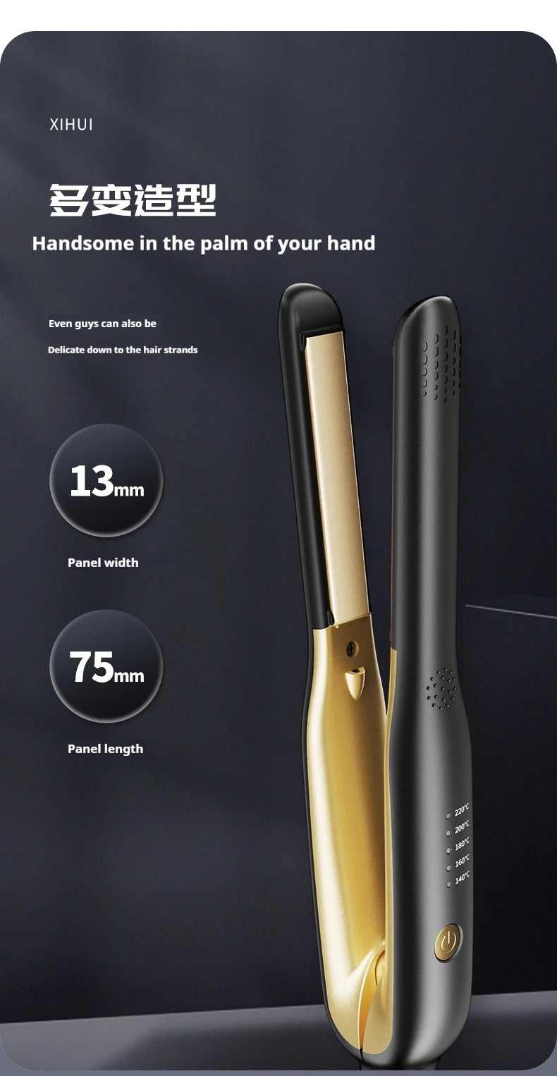 Mini Hair Straightener - Portable Flat Iron with Ceramic Curler & Adjustable Temperature - ZOOMNSTORE