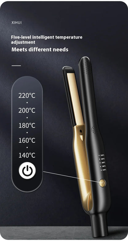 Mini Hair Straightener - Portable Flat Iron with Ceramic Curler & Adjustable Temperature - ZOOMNSTORE