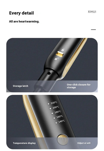 Mini Hair Straightener - Portable Flat Iron with Ceramic Curler & Adjustable Temperature - ZOOMNSTORE