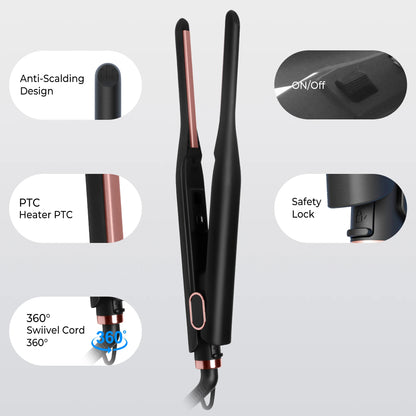 Mini Hair Straightener - Ceramic Hair Curler Wand With Digital Temperature Control - ZOOMNSTORE