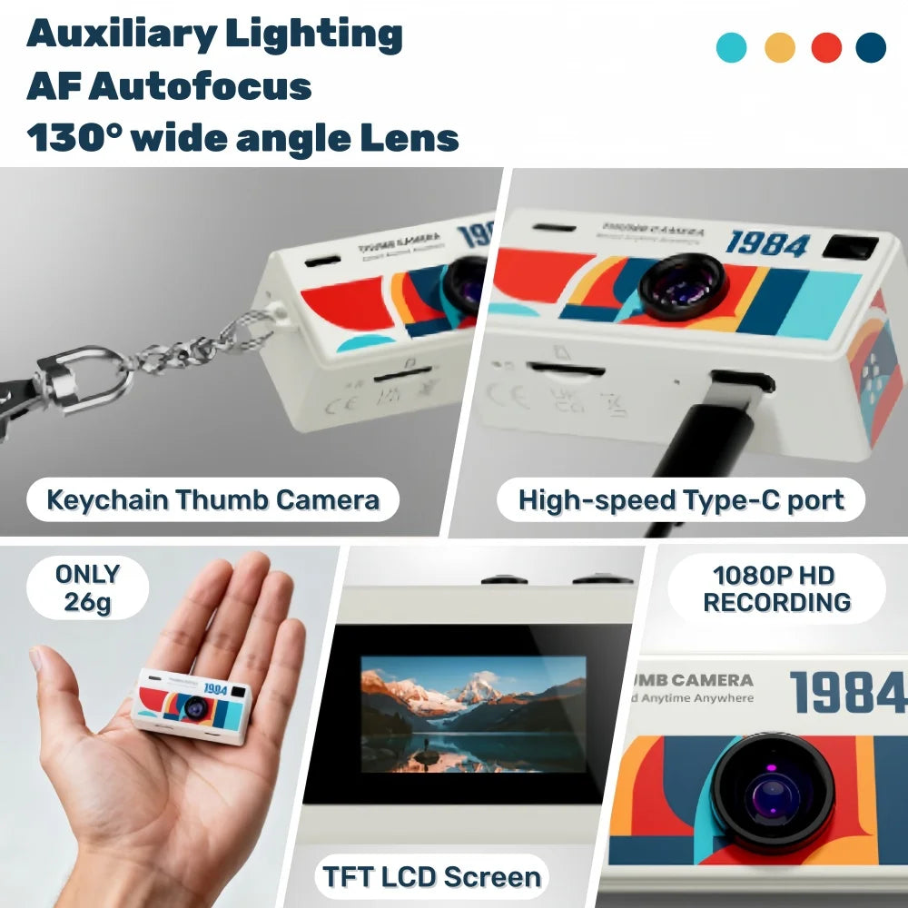 Mini Keychain Camera - 1080P HD Thumb Camera With Flip Lens Selfie & Long Battery Life - ZOOMNSTORE
