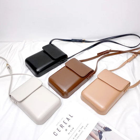 Mini PU Leather Crossbody Bag - Womens Solid Designer Shoulder Purse - ZOOMNSTORE