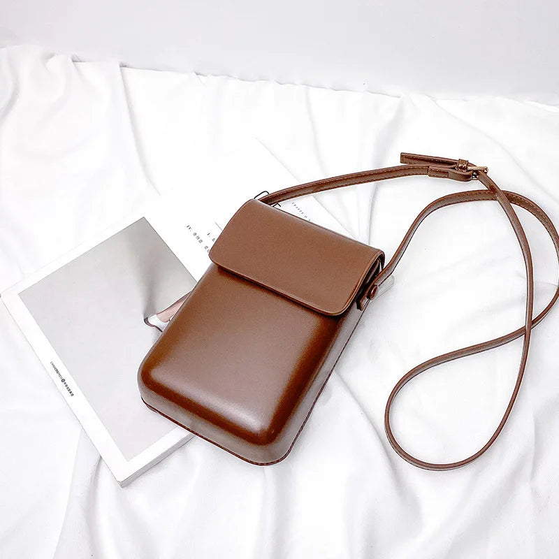 Mini PU Leather Crossbody Bag - Womens Solid Designer Shoulder Purse - ZOOMNSTORE