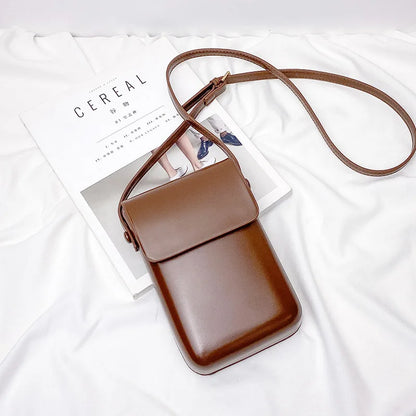 Mini PU Leather Crossbody Bag - Womens Solid Designer Shoulder Purse - ZOOMNSTORE