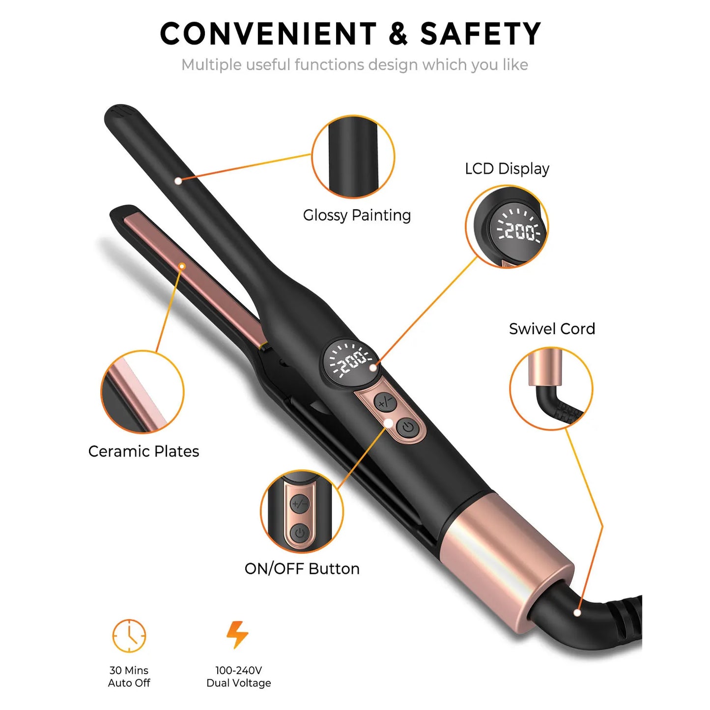 Mini Pencil Flat Iron – Small Flat Iron for Short Hair, Beard & Pixie Cut Styling - ZOOMNSTORE