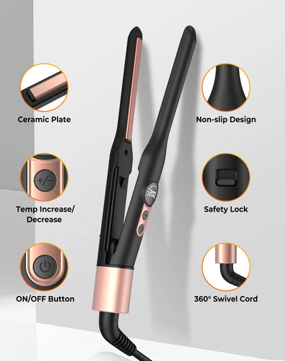 Mini Pencil Flat Iron – Small Flat Iron for Short Hair, Beard & Pixie Cut Styling - ZOOMNSTORE