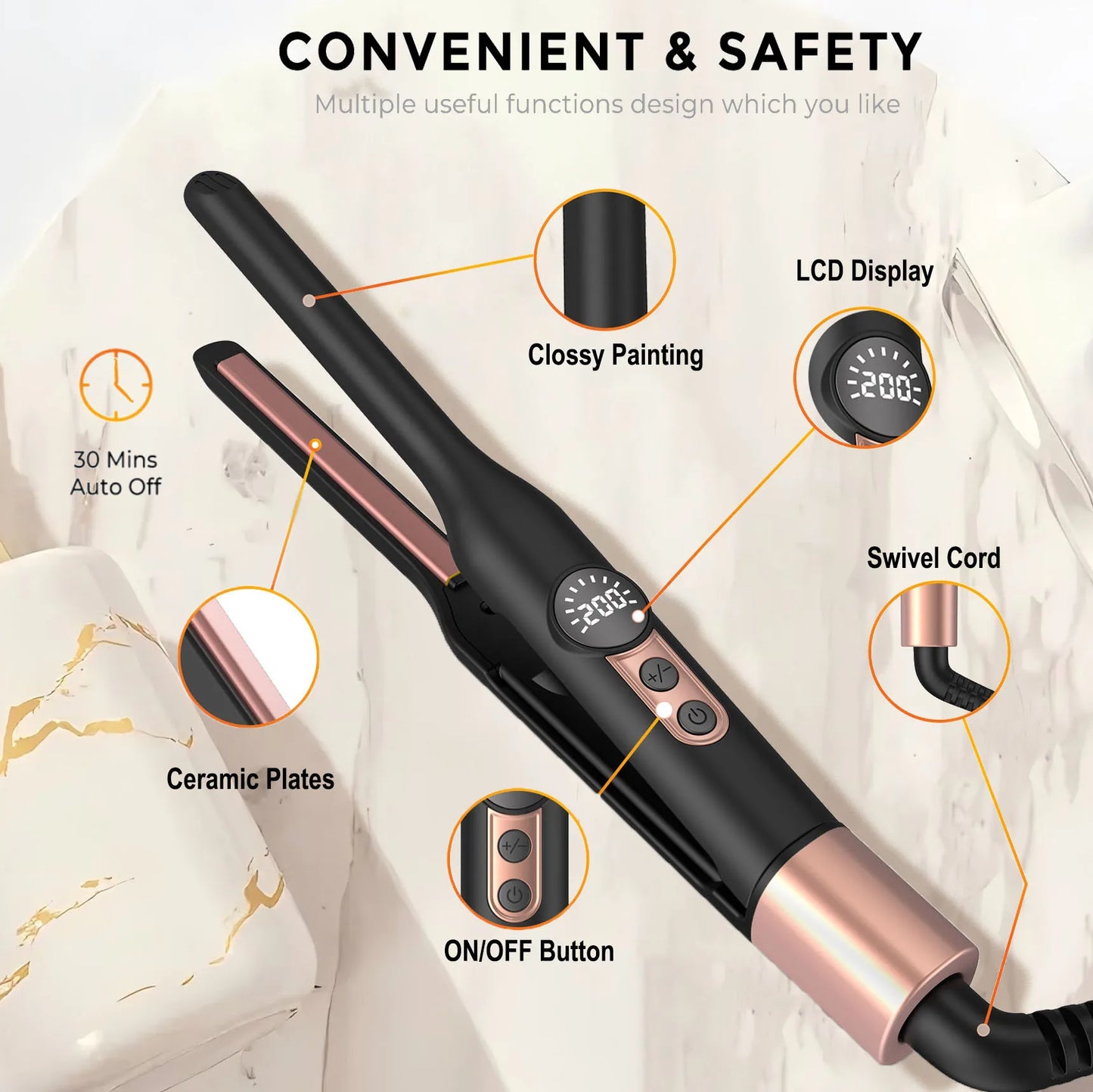 Mini Pencil Flat Iron – Small Flat Iron for Short Hair, Beard & Pixie Cut Styling - ZOOMNSTORE