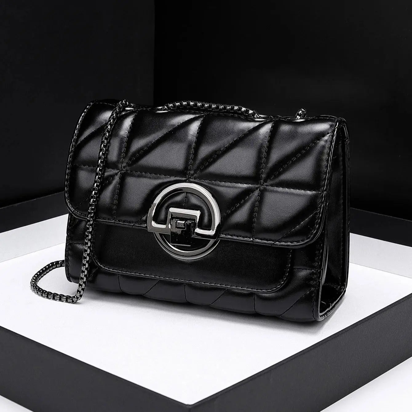 Mini Plaid Crossbody Bag - Versatile PU Leather Shoulder Bag with Zipper Closure - ZOOMNSTORE