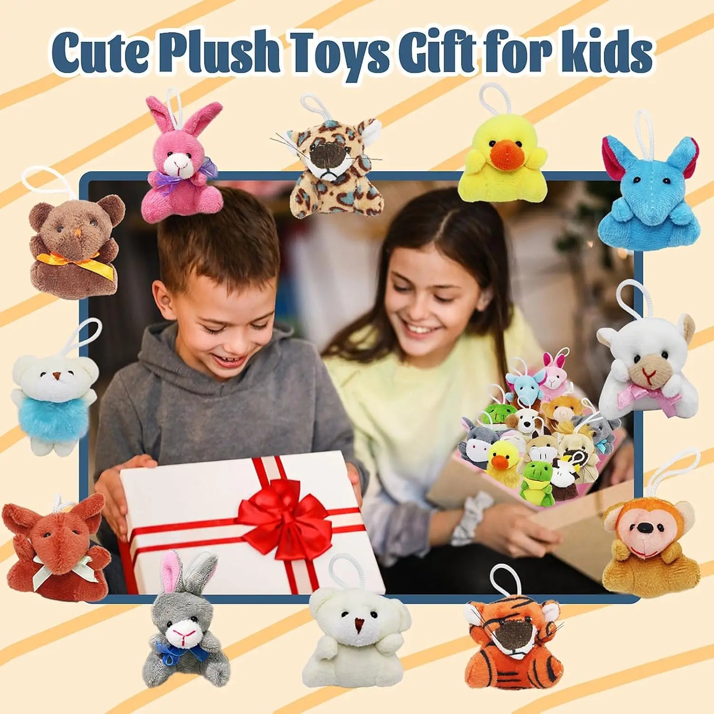 Mini Plush Animal Keychains Set - Cute Jungle Stuffed Toys for Party Favors - ZOOMNSTORE