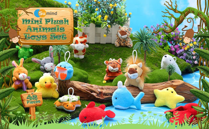 Mini Plush Animal Keychains Set - Cute Jungle Stuffed Toys for Party Favors - ZOOMNSTORE