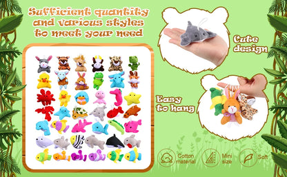 Mini Plush Animal Keychains Set - Cute Jungle Stuffed Toys for Party Favors - ZOOMNSTORE