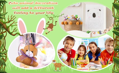 Mini Plush Animal Keychains Set - Cute Jungle Stuffed Toys for Party Favors - ZOOMNSTORE