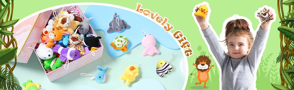 Mini Plush Animal Keychains Set - Cute Jungle Stuffed Toys for Party Favors - ZOOMNSTORE