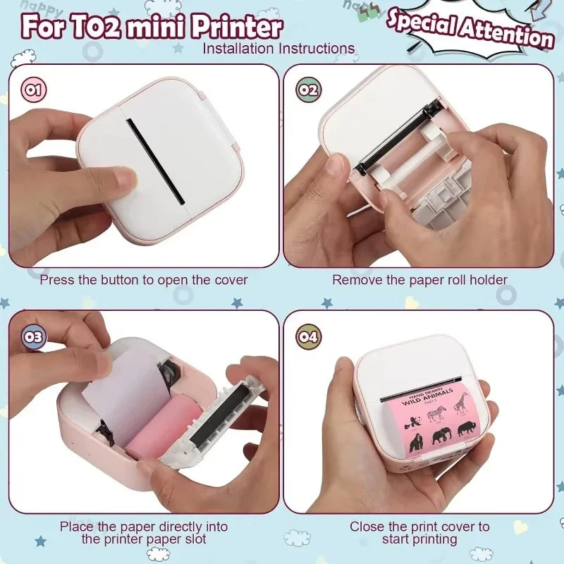 Mini Printer Sticker Paper - Thermal Self-Adhesive Rolls for T02M02 25x57mm Paperang - ZOOMNSTORE