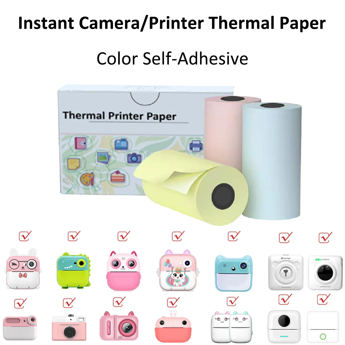 Mini Printer Sticker Paper - Thermal Self-Adhesive Rolls for T02M02 25x57mm Paperang - ZOOMNSTORE