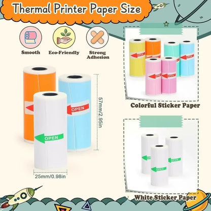 Mini Printer Sticker Paper - Thermal Self-Adhesive Rolls for T02M02 25x57mm Paperang - ZOOMNSTORE