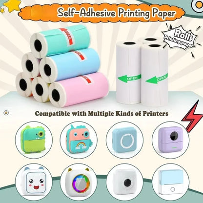 Mini Printer Sticker Paper - Thermal Self-Adhesive Rolls for T02M02 25x57mm Paperang - ZOOMNSTORE