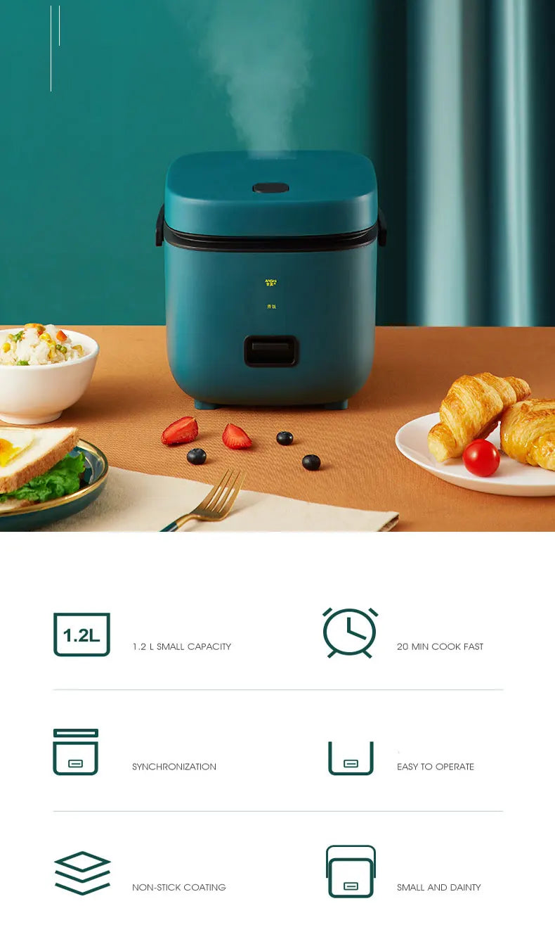 Mini Electric Rice Cooker 12L - Automatic Steamer for 1-2 People - ZOOMNSTORE