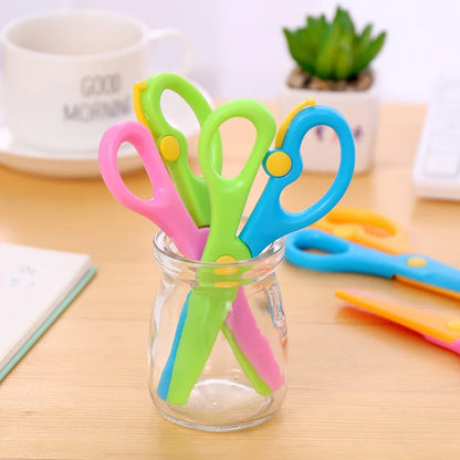 New 1 Pcs 137mm Mini Safety Round Head Plastic Scissors Student Kids Paper Cutting Minions Supplies for Kindergarten School - ZOOMNSTORE