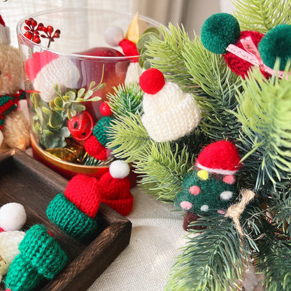 Mini Santa Hat  Scarf Set - 2024 Christmas Costume for Cats Rabbits Dolls DIY Party Decoration - ZOOMNSTORE