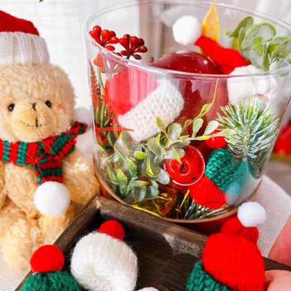 Mini Santa Hat  Scarf Set - 2024 Christmas Costume for Cats Rabbits Dolls DIY Party Decoration - ZOOMNSTORE