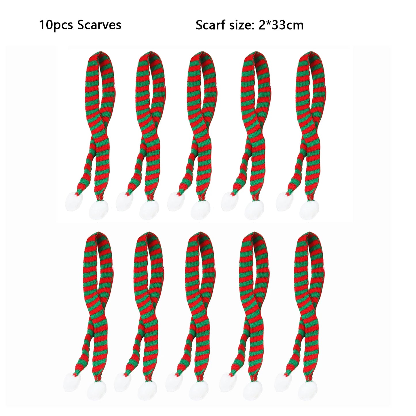 Mini Santa Hat  Scarf Set - 2024 Christmas Costume for Cats Rabbits Dolls DIY Party Decoration - ZOOMNSTORE