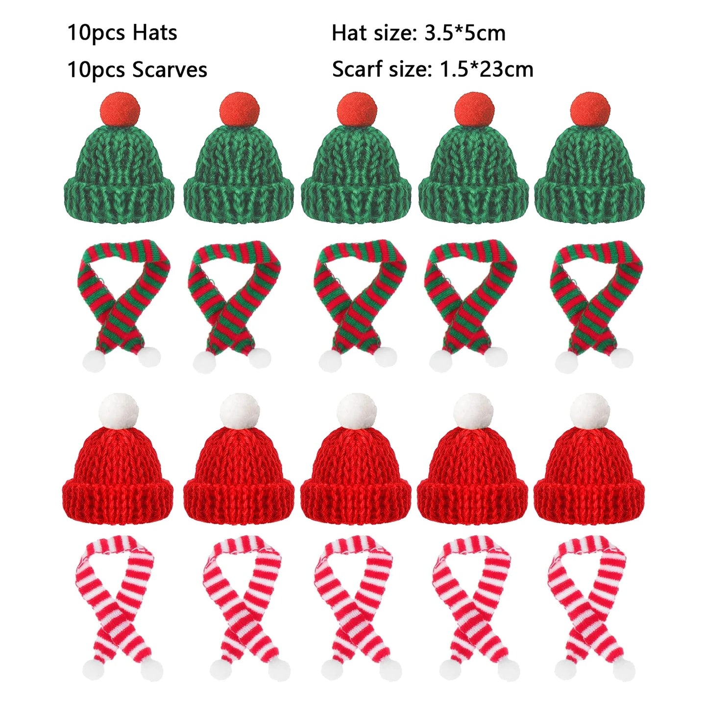 Mini Santa Hat  Scarf Set - 2024 Christmas Costume for Cats Rabbits Dolls DIY Party Decoration - ZOOMNSTORE