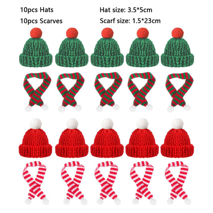 Mini Santa Hat  Scarf Set - 2024 Christmas Costume for Cats Rabbits Dolls DIY Party Decoration - ZOOMNSTORE