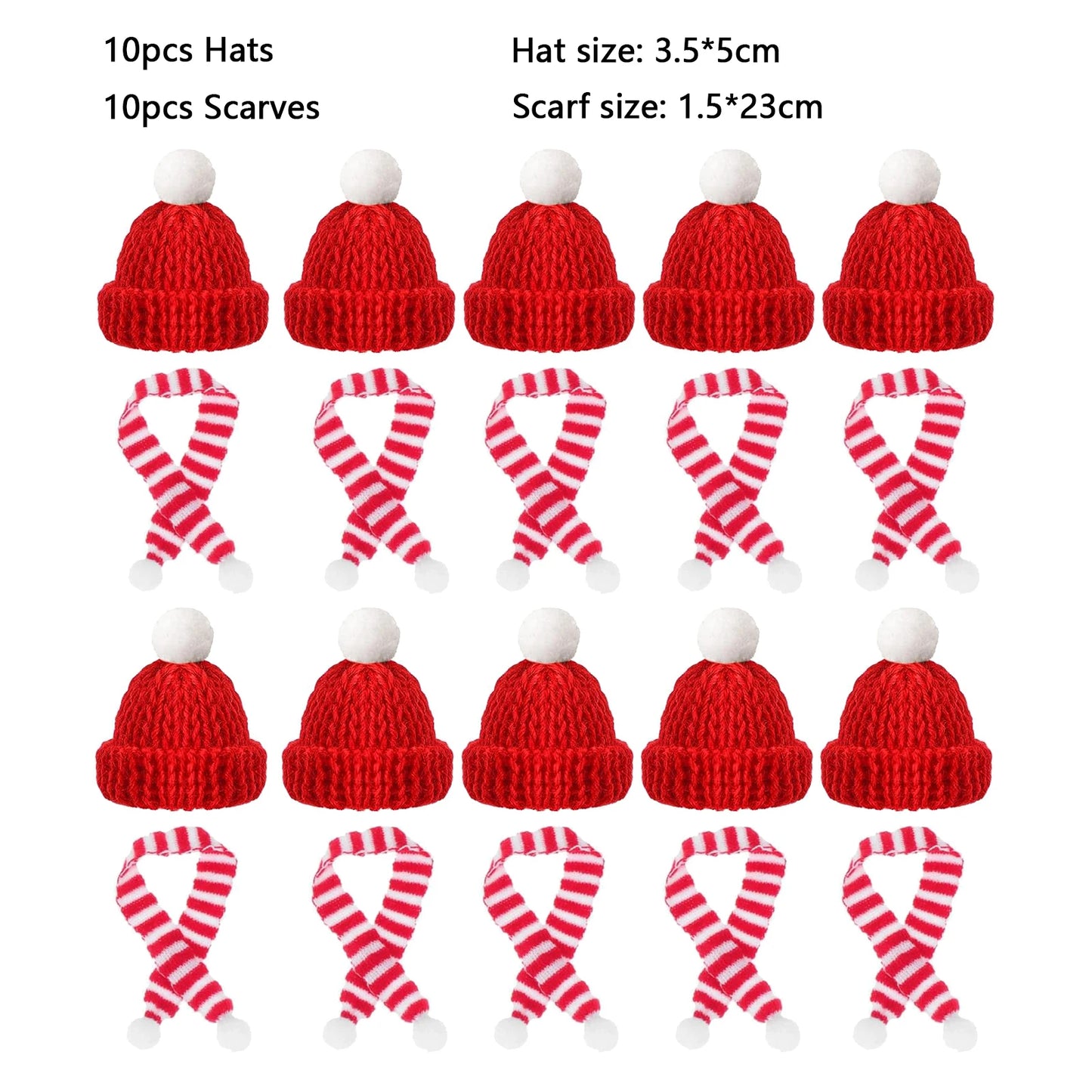 Mini Santa Hat  Scarf Set - 2024 Christmas Costume for Cats Rabbits Dolls DIY Party Decoration - ZOOMNSTORE