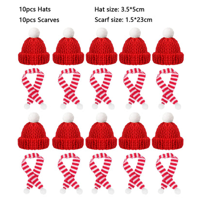 Mini Santa Hat  Scarf Set - 2024 Christmas Costume for Cats Rabbits Dolls DIY Party Decoration - ZOOMNSTORE